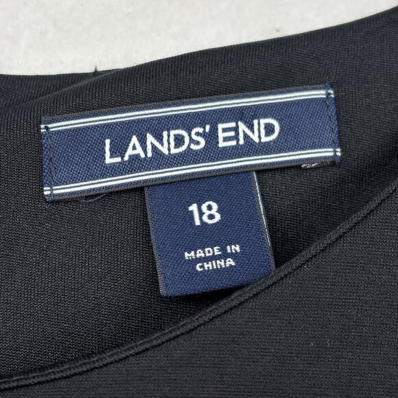 Lands' End Sheath Dress Womens Size 18 Black Ponte Knit Stretch Pockets Back Zip - Picture 3 of 10